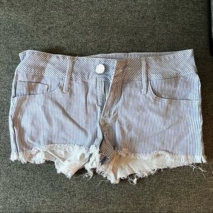 Black orchid striped jean shorts